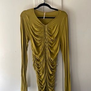 Green free people long sleeve top